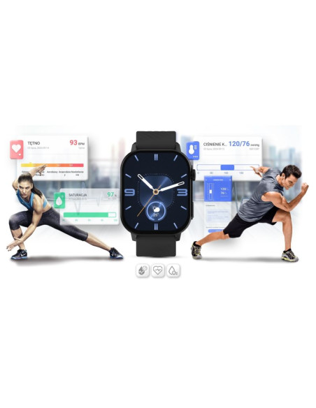 Smartwatch gravity gt15-1 czarny pasek silikonowy + czarna bransoleta