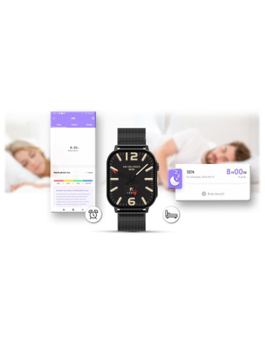 Smartwatch gravity gt15-1 czarny pasek silikonowy + czarna bransoleta