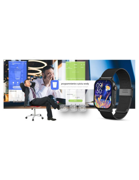 Smartwatch gravity gt15-1 czarny pasek silikonowy + czarna bransoleta