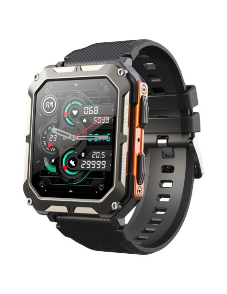 Smartwatch męski rubicon rncf27 black/orange