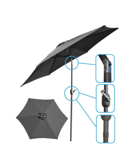 Parasol ogrodowy 300cm składany szary