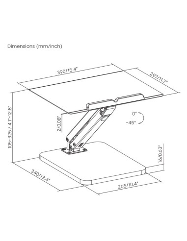 Maclean podstawka biurkowa na monitor lub laptop, sprężyna gazowa, do pracy stojąco siedzącej, czarna mc-493