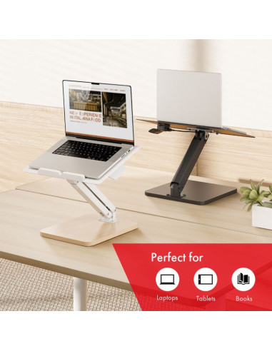 Maclean podstawka biurkowa na monitor lub laptop, sprężyna gazowa, do pracy stojąco siedzącej, czarna mc-493