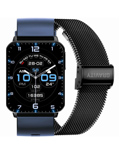 Smartwatch gravity granatowo czarny 2 paski gt17-9