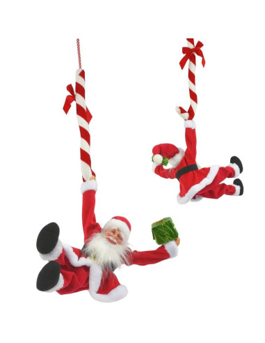 Mikołaj świąteczny grający ruszający się wiszący z lizakiem candy 82cm mica