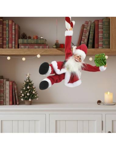 Mikołaj świąteczny grający ruszający się wiszący z lizakiem candy 82cm mica