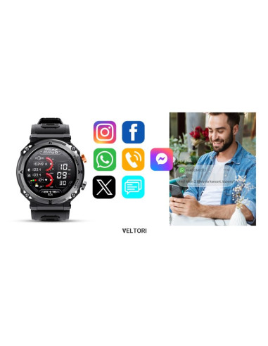 Smartwatch veltori vt130-1 czarny pasek silikonowy