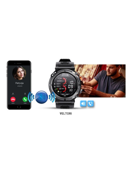Smartwatch veltori vt130-1 czarny pasek silikonowy
