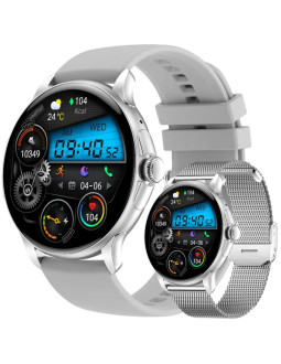 Smartwatch damski rubicon rncf35 silver bransoleta + pasek