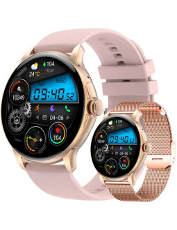 Smartwatch damski rubicon rncf35 rose gold bransoleta + pasek pink