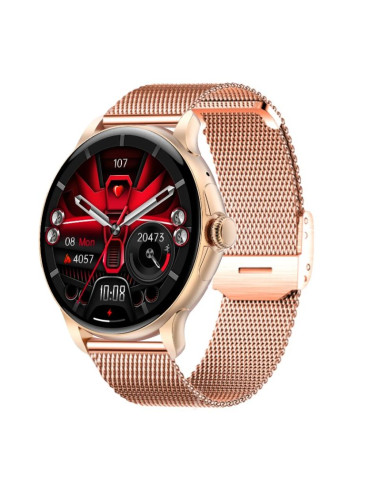 Smartwatch damski rubicon rncf35 rose gold bransoleta + pasek pink
