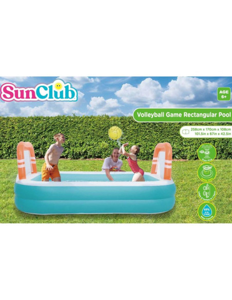Basen dmuchany rodzinny prostokątny 2- pierścieniowy z bramkami 258x170x50cm 51471