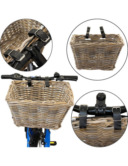 Koszyk rowerowy wiklinowy na przód 39x30x24cm xqmax