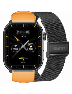 Smartwatch męski gravity gt28-2 pasek + bransoleta pomarańczowo czarny
