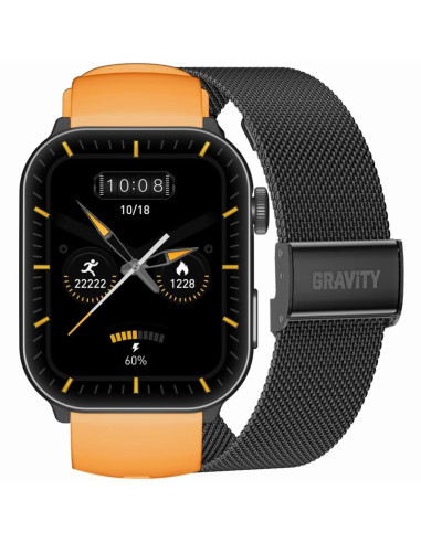 Smartwatch męski gravity gt28-2 pasek + bransoleta pomarańczowo czarny