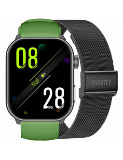 Smartwatch męski gravity gt28-4 pasek + bransoleta zielono czarny