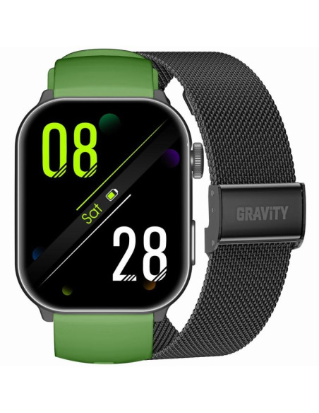Smartwatch męski gravity gt28-4 pasek + bransoleta zielono czarny