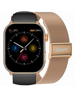 Smartwatch damski gravity gt28-5 pasek + bransoleta różowe złoto czarny