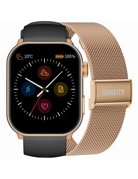 Smartwatch damski gravity gt28-5 pasek + bransoleta różowe złoto czarny