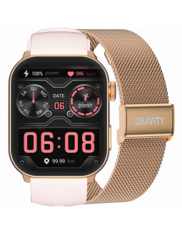 Smartwatch damski gravity gt28-6 pasek + bransoleta różowe złoto różowy