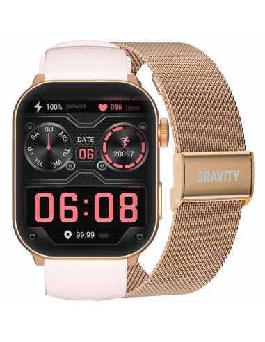 Smartwatch damski gravity gt28-6 pasek + bransoleta różowe złoto różowy
