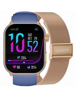 Smartwatch damski gravity gt28-8 pasek + bransoleta różowe złoto granatowy