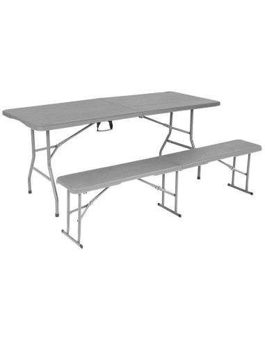 Ławka cateringowa składana 183x28x43cm szara