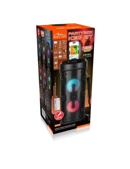 Media-tech partybox keg bt- kompaktowy głośnik stereofoniczny bluetooth z radiem fm, odtwarzaczem mp3 mt3165