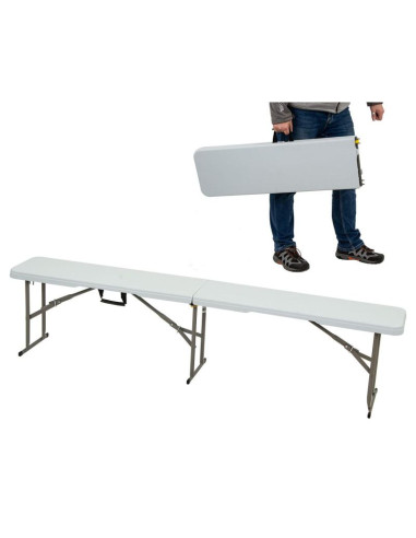 Ławka cateringowa składana 183x28x43cm biała