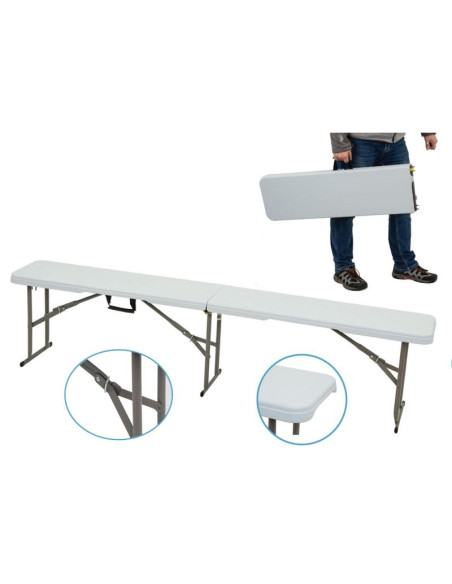 Ławka cateringowa składana 183x28x43cm biała
