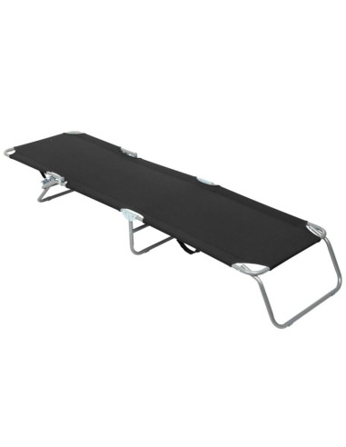 Łóżko turystyczne kempingowe składane czarne