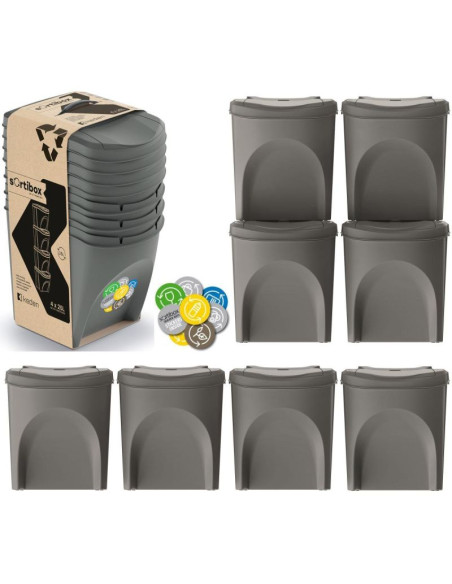 Śmietnik kosze na śmieci 25 l sortibox set4 szt. szary kamień