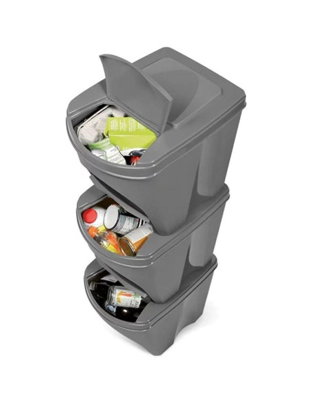 Śmietnik kosze na śmieci 25 l sortibox set4 szt. szary kamień