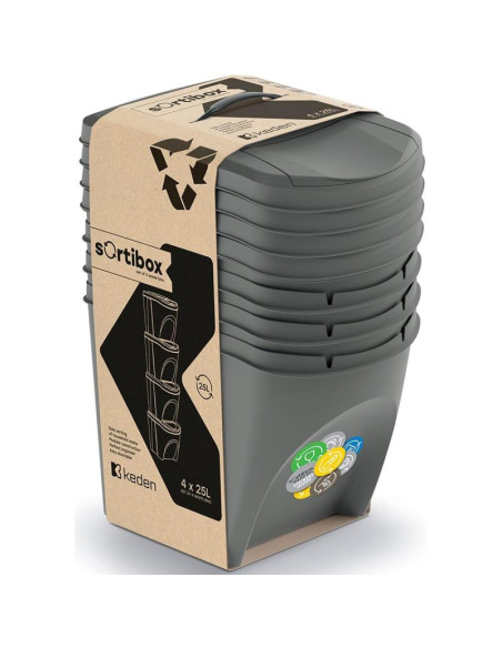 Śmietnik kosze na śmieci 25 l sortibox set4 szt. szary kamień