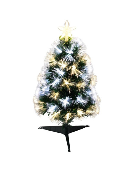 Choinka dekoracyjna światłowodowa ciepły zimny biały 60cm