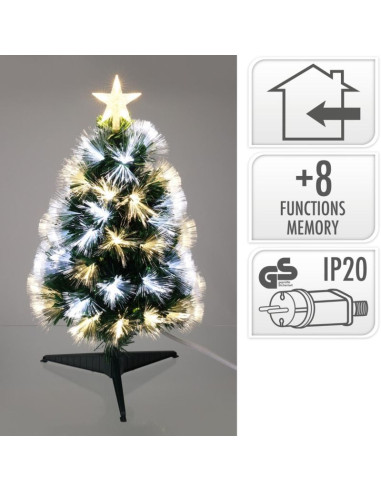 Choinka dekoracyjna światłowodowa ciepły zimny biały 60cm