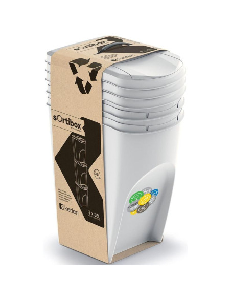 Śmietnik kosze na śmieci 35 l sortibox set3 szt. popielaty