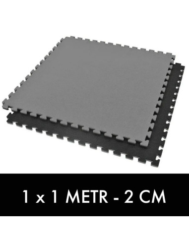 Mata do ćwiczeń z ceryfikatem bezpieczeństwa - puzzle 1x1m - czarno - szara 2 cm