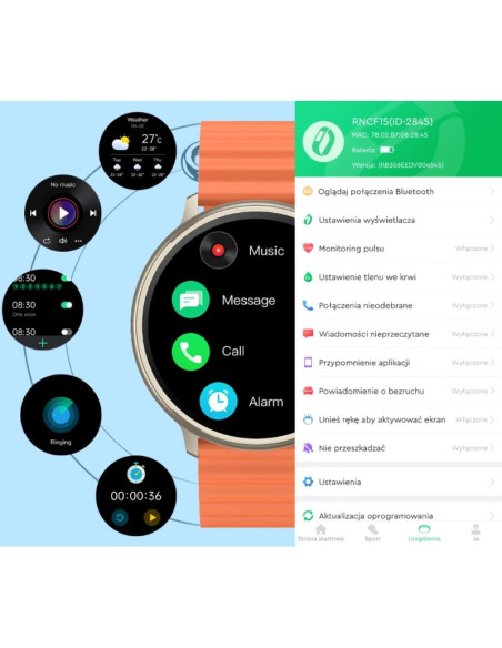Smartwatch damski rubicon rncf15 tytan/light latte smarub260