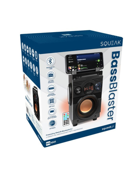 Squeak głośnik bassblaster bluetooth 5.1, radio fm, odtwarzacz mp3 sq1001
