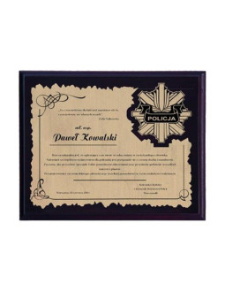 Dyplom z tworzywa sztucznego z laminatem  grawerowany