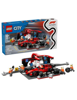 Lego city 60443 f1 pit stop i mechanicy z bolidem ferrari