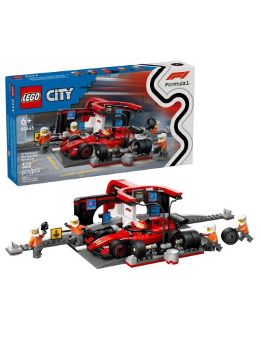 Lego city 60443 f1 pit stop i mechanicy z bolidem ferrari