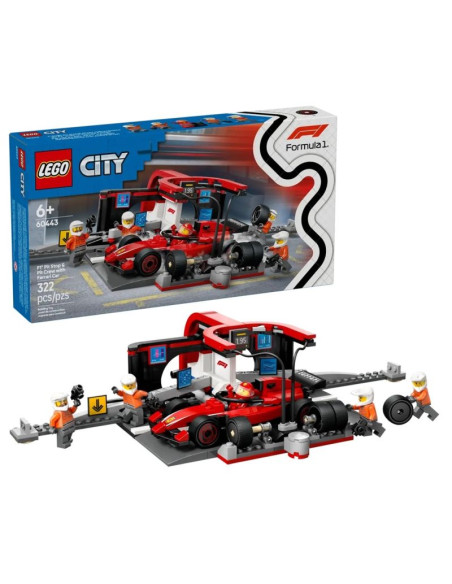 Lego city 60443 f1 pit stop i mechanicy z bolidem ferrari