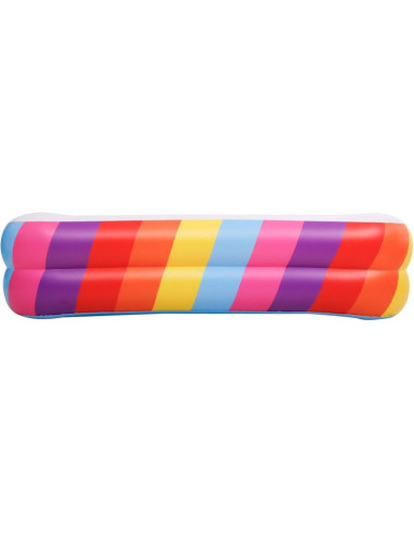 Basen dmuchany rodzinny prostokątny 2- pierścieniowy tęcza 195x140x47cm 51470