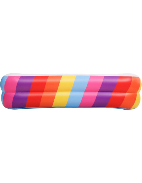 Basen dmuchany rodzinny prostokątny 2- pierścieniowy tęcza 195x140x47cm 51470