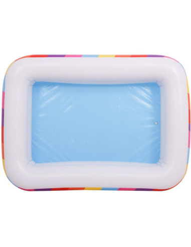 Basen dmuchany rodzinny prostokątny 2- pierścieniowy tęcza 195x140x47cm 51470
