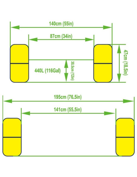 Basen dmuchany rodzinny prostokątny 2- pierścieniowy tęcza 195x140x47cm 51470