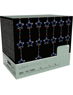 Lampki choinkowe kurtyna świetlna 200x200 cm 415led gwiazdki multikolor