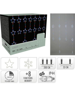 Lampki choinkowe kurtyna świetlna 200x200 cm 415led gwiazdki multikolor 2